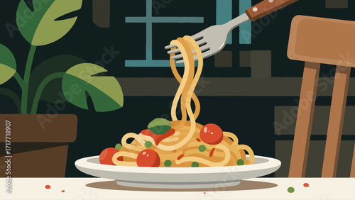 Pasta cuisine, hand-drawn vector illustrations