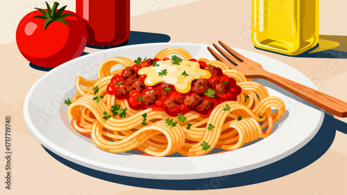 Pasta cuisine, hand-drawn vector illustrations