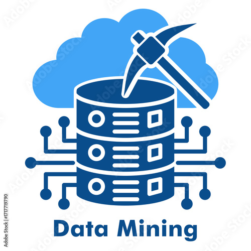 Data Mining Two Color Glyph Icon Vector Illustration