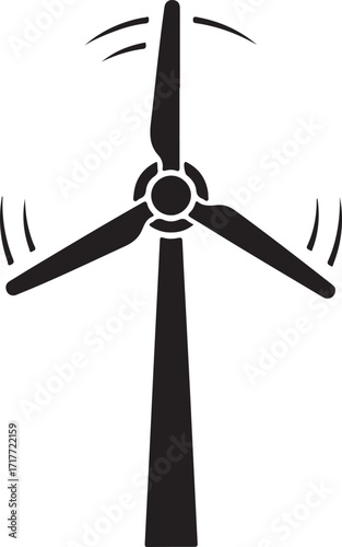 Wind turbine tower generating electricity icon
