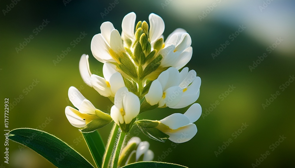 Fototapeta premium Honey Clover Melilotus Albus White Flower Closeup Selective Focus