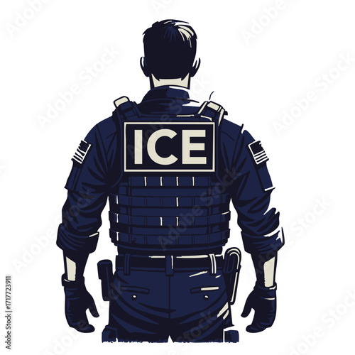 Back view of Immigration Agent