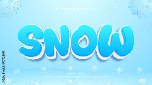 Editable text effect snow 3d style premium vector