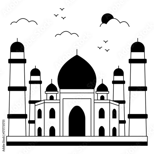 A trendy design icon of Taj mahal