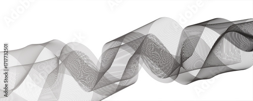 Abstract gray Wave Pattern Background with Geometric Lines. Wavy tech lines used for Design. gradient shades of gray and aqua. smooth, curved, overlapping lines & sense of motion and fluidity.