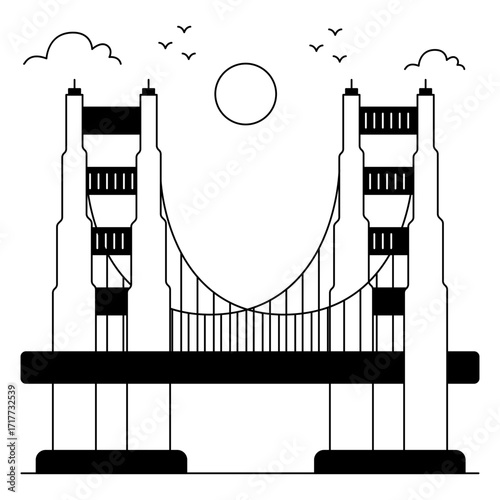 A trendy design icon of golden gate bridge