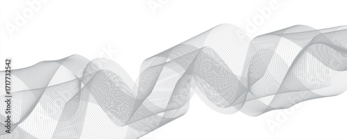 Abstract gray Wave Pattern Background with Geometric Lines. Wavy tech lines used for Design. gradient shades of green and aqua. smooth, curved, overlapping lines & sense of motion and fluidity.