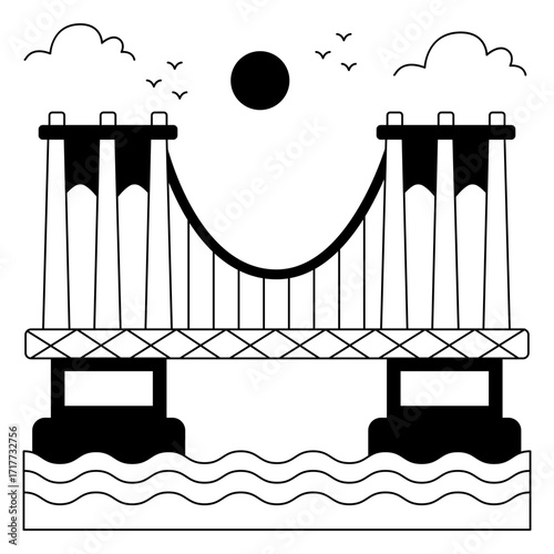Modern design icon of brooklyn bridge