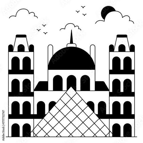A beautiful design icon of louvre museum