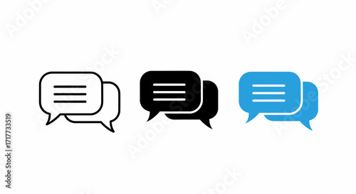 Chat bubble message icon set vector flat design illustration