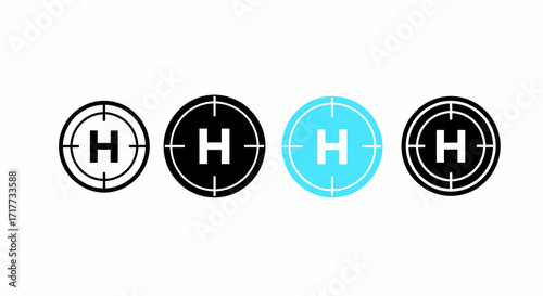 Helicopter landing pad H symbol target vector illustration icon