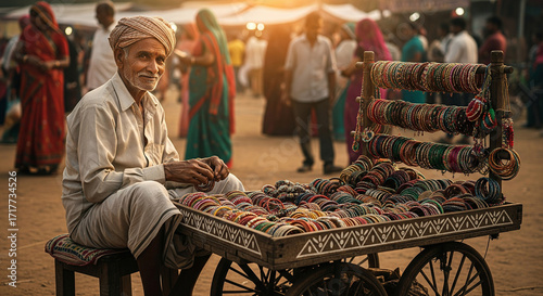 Indian Street Vendor with Cart