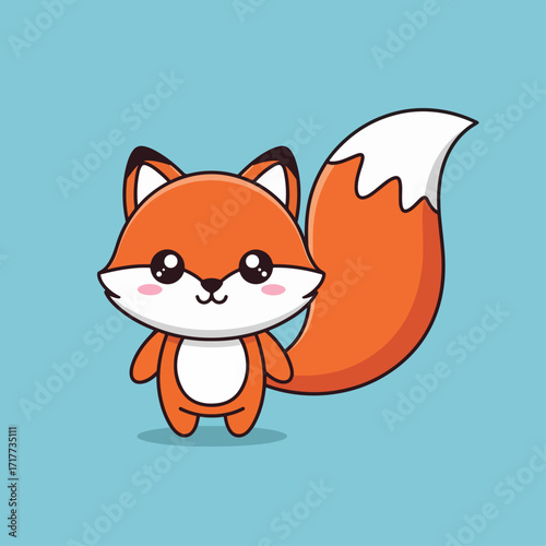 Kawaii Orange Fox Cartoon Character 