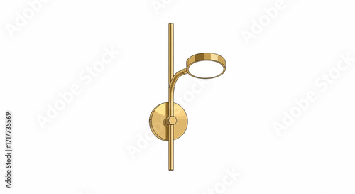 Elegant golden sconce with circular light, minimalistic design indoor illumination