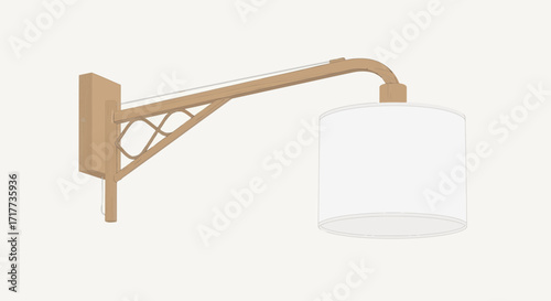 Elegant Wooden Wall Lamp Illustration with Intricate Frame Design
