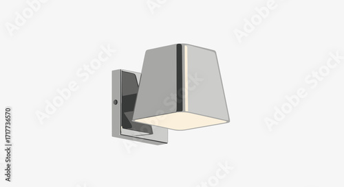 Modern Silver Wall Lamp with Geometric Shade, Vector Illustration