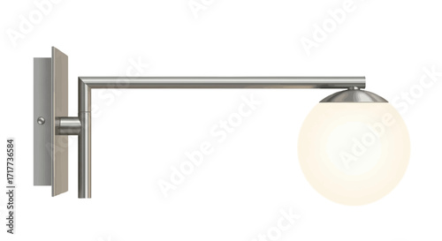 Modern Wall Sconce with Spherical Light Fixture on Isolated Background
