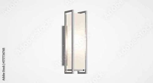 Sleek and modern wall sconce with warm light on a crisp white background