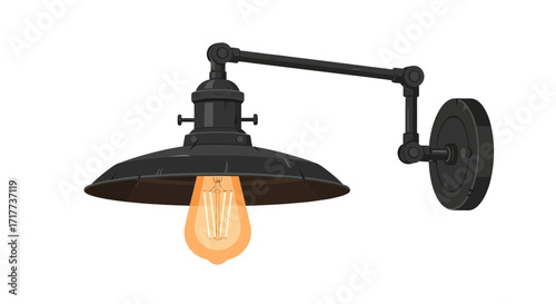 Vintage Inspired Adjustable Wall Sconce Lighting Fixture Illustration