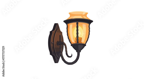 Vintage style ornate wall lamp fixture, interior illumination vector