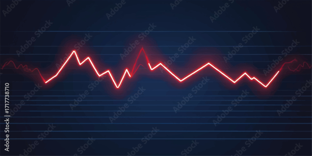 Αυτοκόλλητο Red cardiogram line graph on a monitor showing a volatile stock market heartbeat