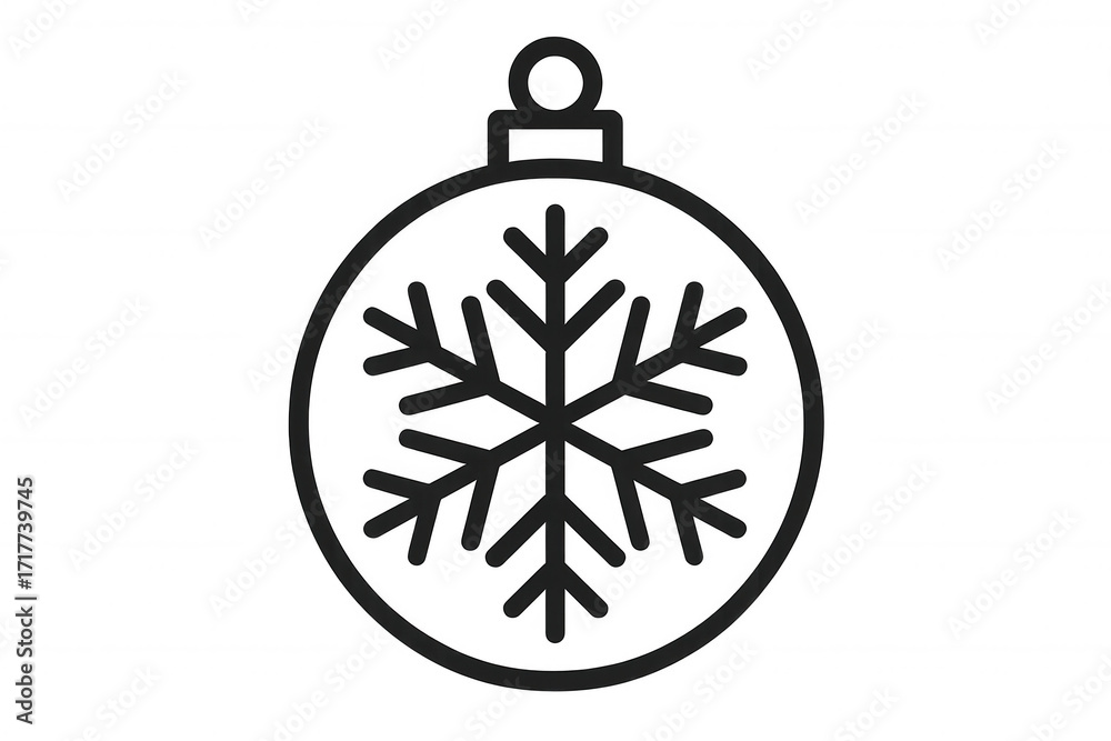 Obraz premium Christmas ornament line icon with snowflake symbol, celebrating winter holiday season and festive decoration, transparent background