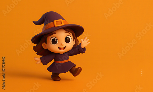 Cute Cartoon Girl Dressed a...