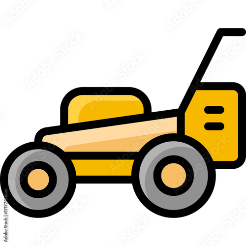 mower icon illustration design with filled outline