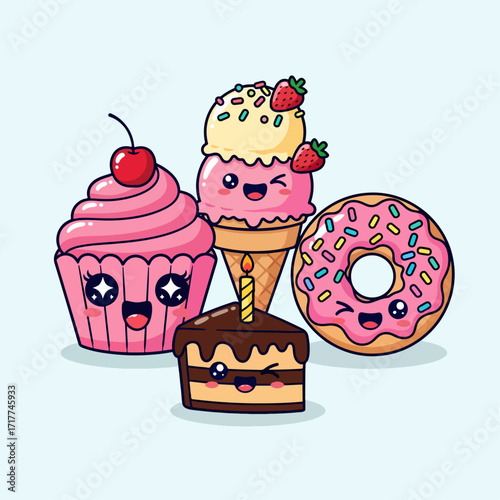 Kawaii Dessert Friends
