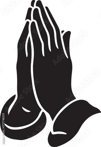 Praying hands slight angle clean silhouette