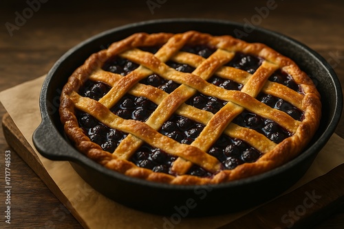 saskatoon berry pie canadian traditional fruit dessert stock photo