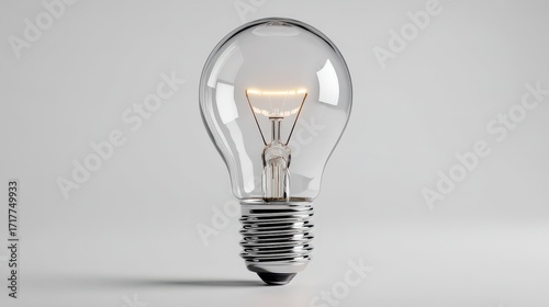 Vintage Light Bulb with Clear Glass and Metallic Base on Simple Background