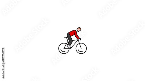 cyclist speeding on bike in minimalist animation style