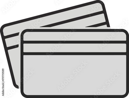Two light gray credit or debit cards with black stripes, one slightly overlapping the other, representing financial transactions.