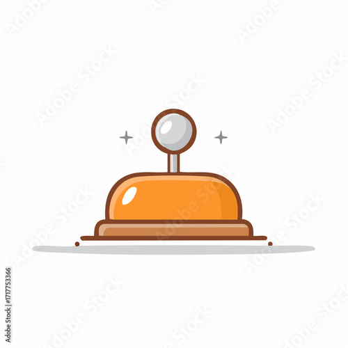 Shiny Orange Reception Bell Service Bell with Two Sparkle Icons Illustration