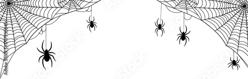 Spooky Spiderwebs and Spiders Halloween Vector Graphic