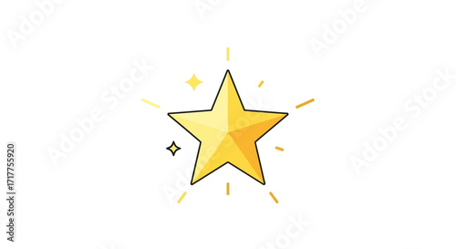 Shining gold star with rays, sparkles, and a yellow gradient.