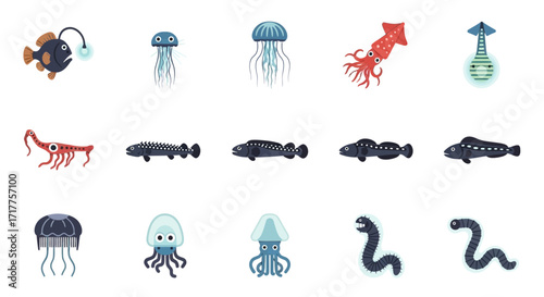 Collection of Deep Sea Creatures.