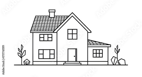 house outline, home outline, building outline, architecture outline, residential house, family home, small house, modern house, simple house, roof outline, door outline, window outline, facade outline