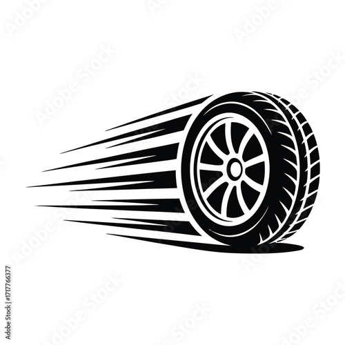 Fast Spinning Tire Logo – Speed, Racing, and Automotive Motion Illustration