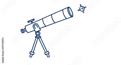 telescope line drawing, vintage telescope sketch, astronomy outline, stargazing instrument line art, minimal telescope drawing, hand drawn telescope, contour telescope illustration, optical device out