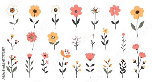 flower plant vector set, botanical illustration, floral collection, garden plants, blooming flowers, nature design, decorative flora, plant icon set, spring theme, botanical art, flower vector, garden