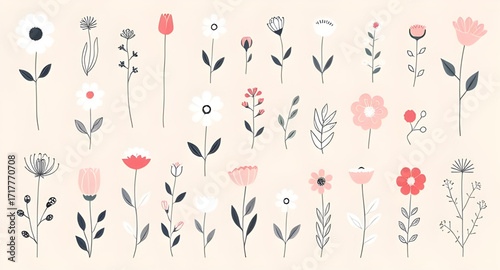 flower plant vector set, botanical illustration, floral collection, garden plants, blooming flowers, nature design, decorative flora, plant icon set, spring theme, botanical art, flower vector, garden