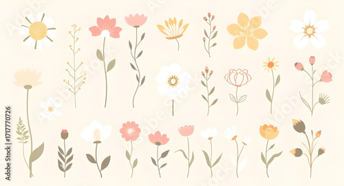 flower plant vector set, botanical illustration, floral collection, garden plants, blooming flowers, nature design, decorative flora, plant icon set, spring theme, botanical art, flower vector, garden