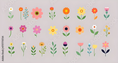 flower plant vector set, botanical illustration, floral collection, garden plants, blooming flowers, nature design, decorative flora, plant icon set, spring theme, botanical art, flower vector, garden