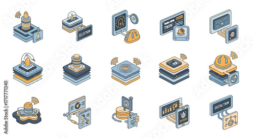 Isometric Technology and Finance Icon Set for Digital Concepts.