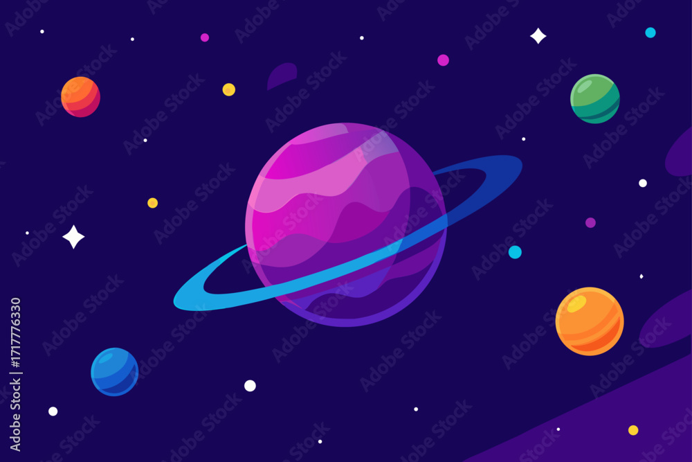 Naklejka premium planet and moon