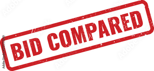 Red Bid Compa Grunge Rubber Stamp on White Background Indicating Quote Analysis