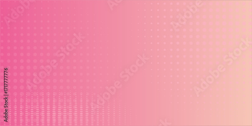 Pink orange polka dots gradient halftone background. Pop art cartoon dot texture with comic graphic design, Horizontal abstract pattern wall for cover digital technology.