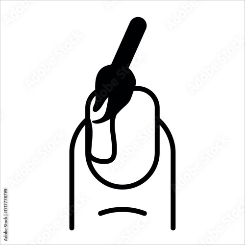
An illustration of a black icon of beauty salon attributes and manicure and pedicure products on a white background